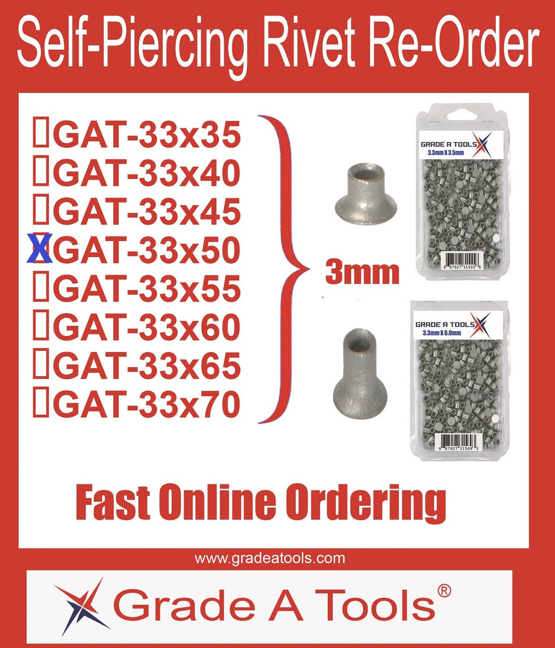 3mm Self Piercing Rivet Size Chart