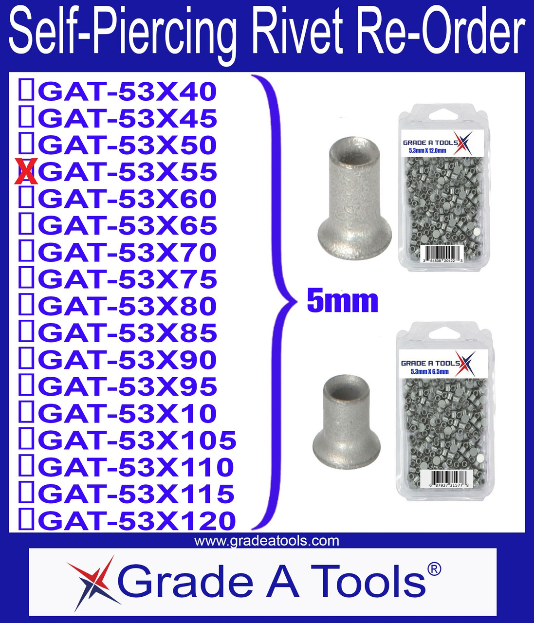 5mm Self Piercing Rivet Size Chart