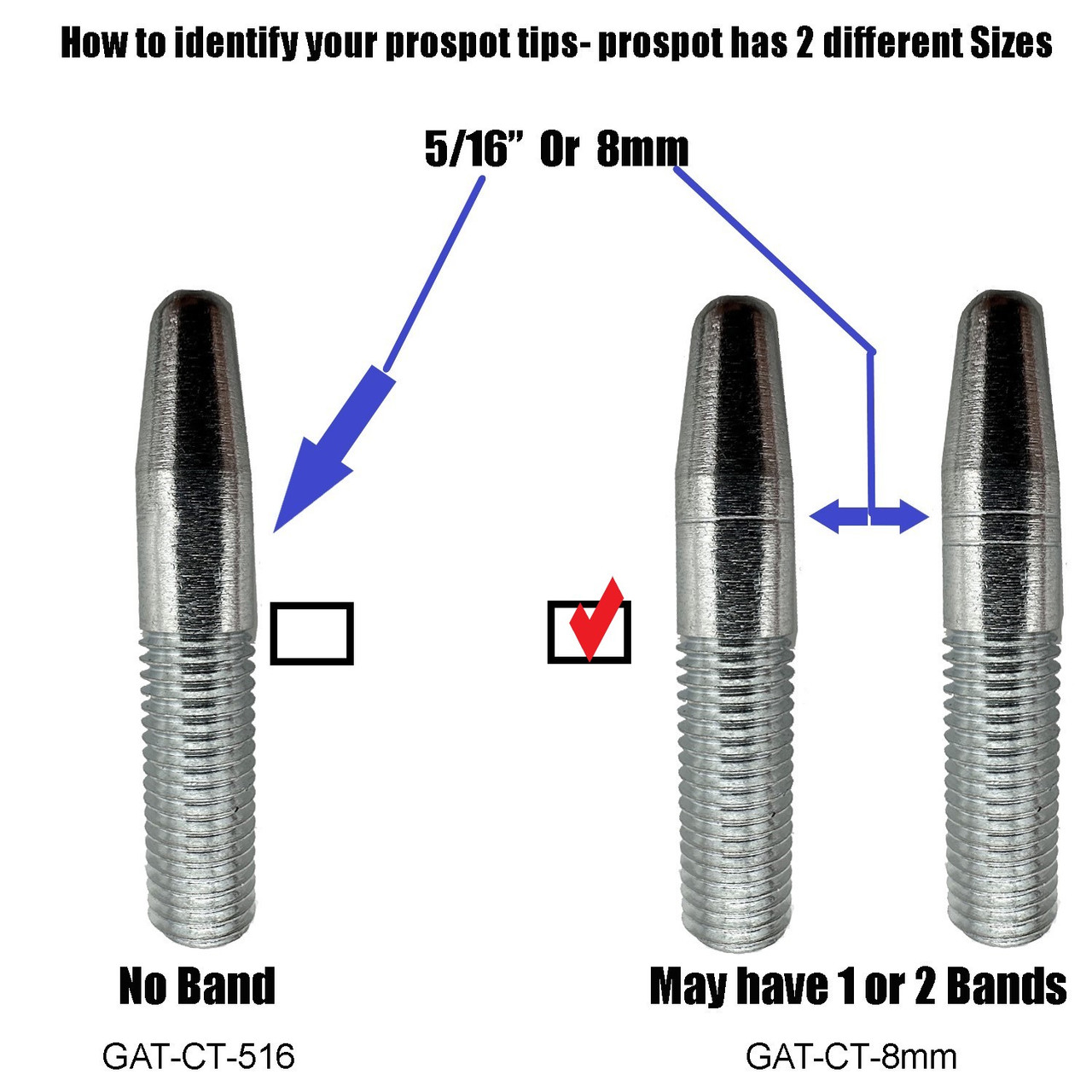 8mm Spot Hammer Contact tips - works with Prospot Dent repair 5-Pack B