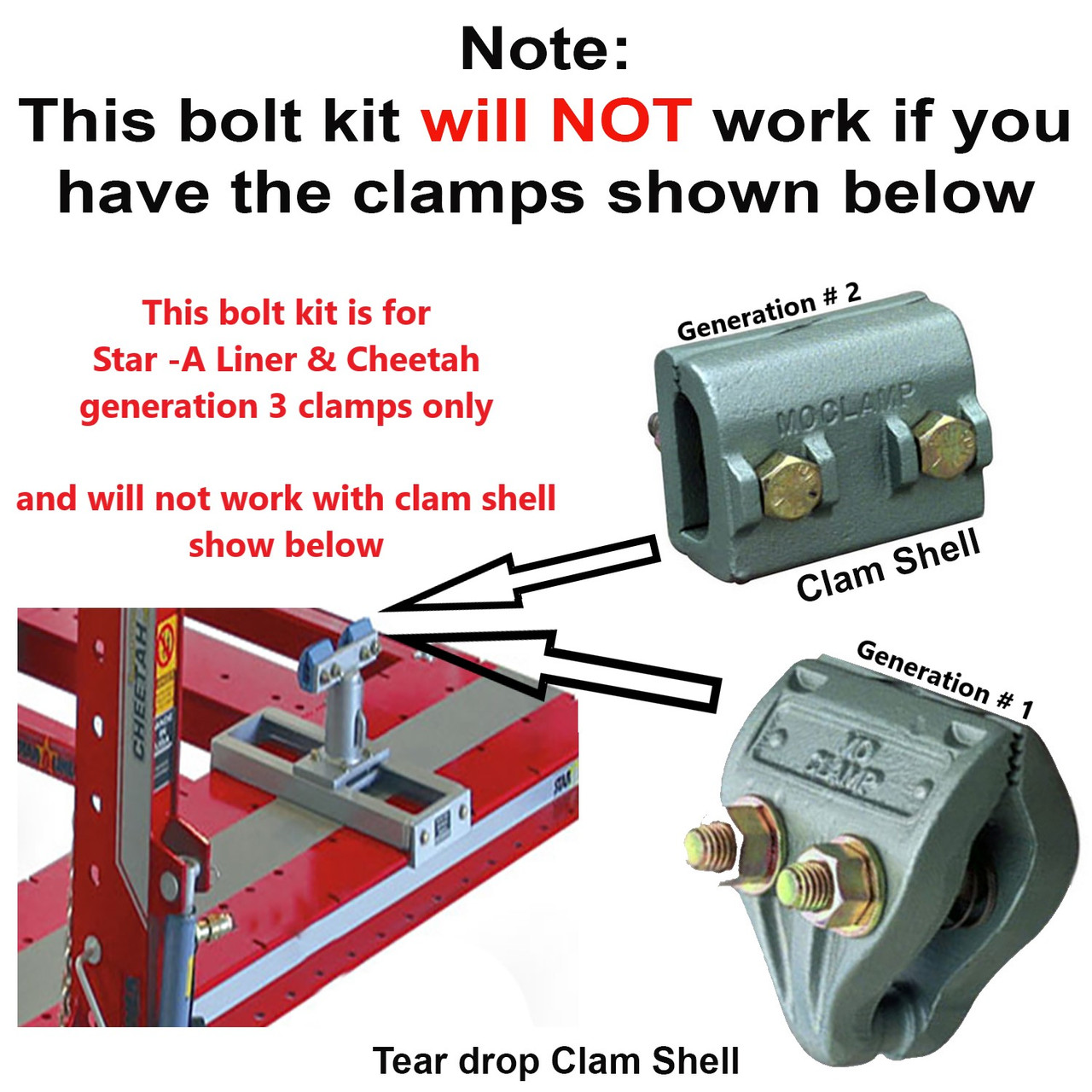 Star-A-Liner Pinch Weld Clamp Bolt Kit -c