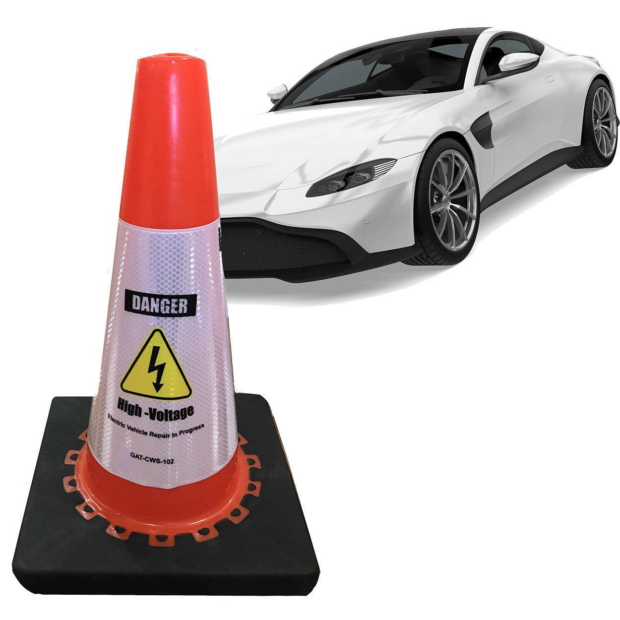 Electric Vehicle High Voltage Danger Sign - Cone Collar-8