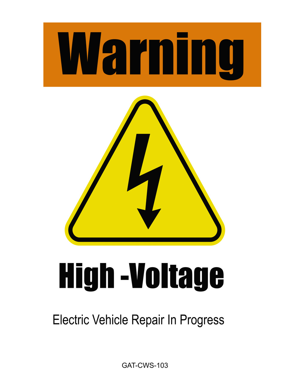 Electric Vehicle High Voltage Warning Sign - Cone Collar-7