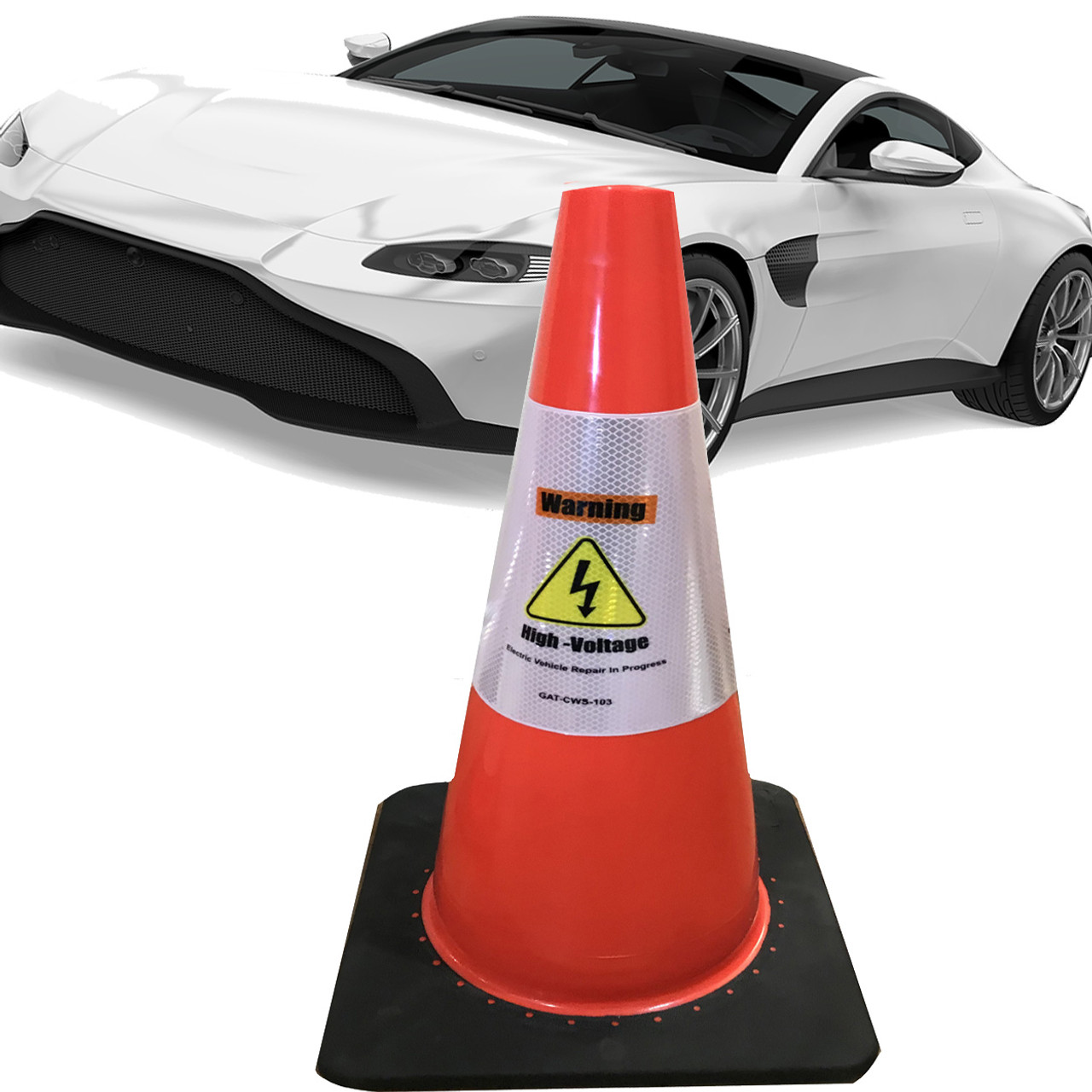 Electric Vehicle High Voltage Warning Sign - Cone Collar-8