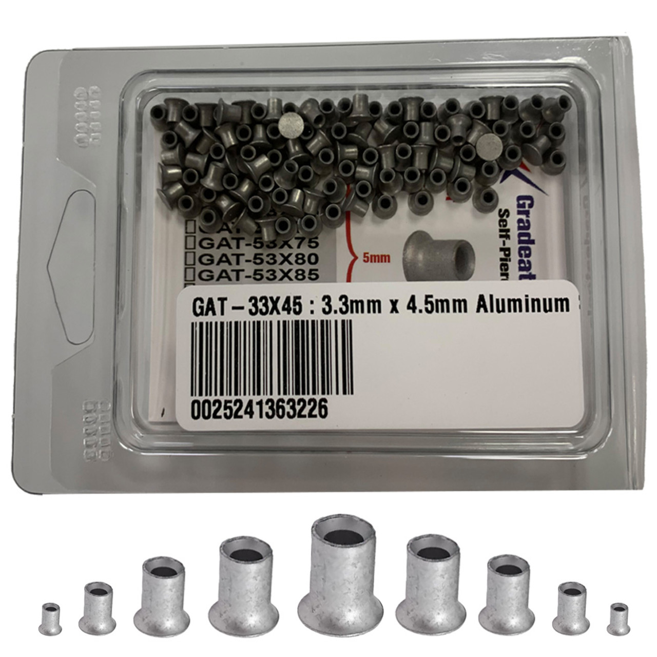 3.3mm x 4.5mm Self Piercing Rivets, 100/Box