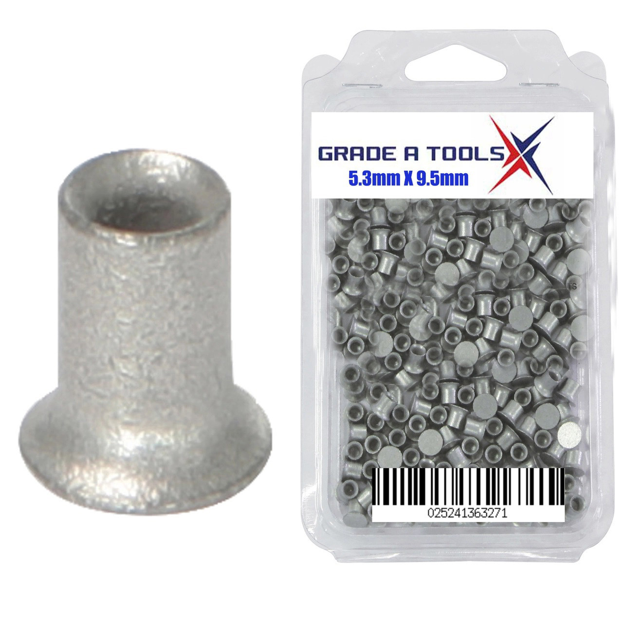 5.3mm x 9.5mm Self Piercing Rivets, 100/Box