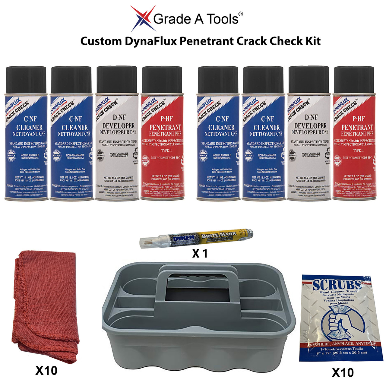 Dynaflux Penetrant Crack Check  8 Piece - Portable Carry Kit