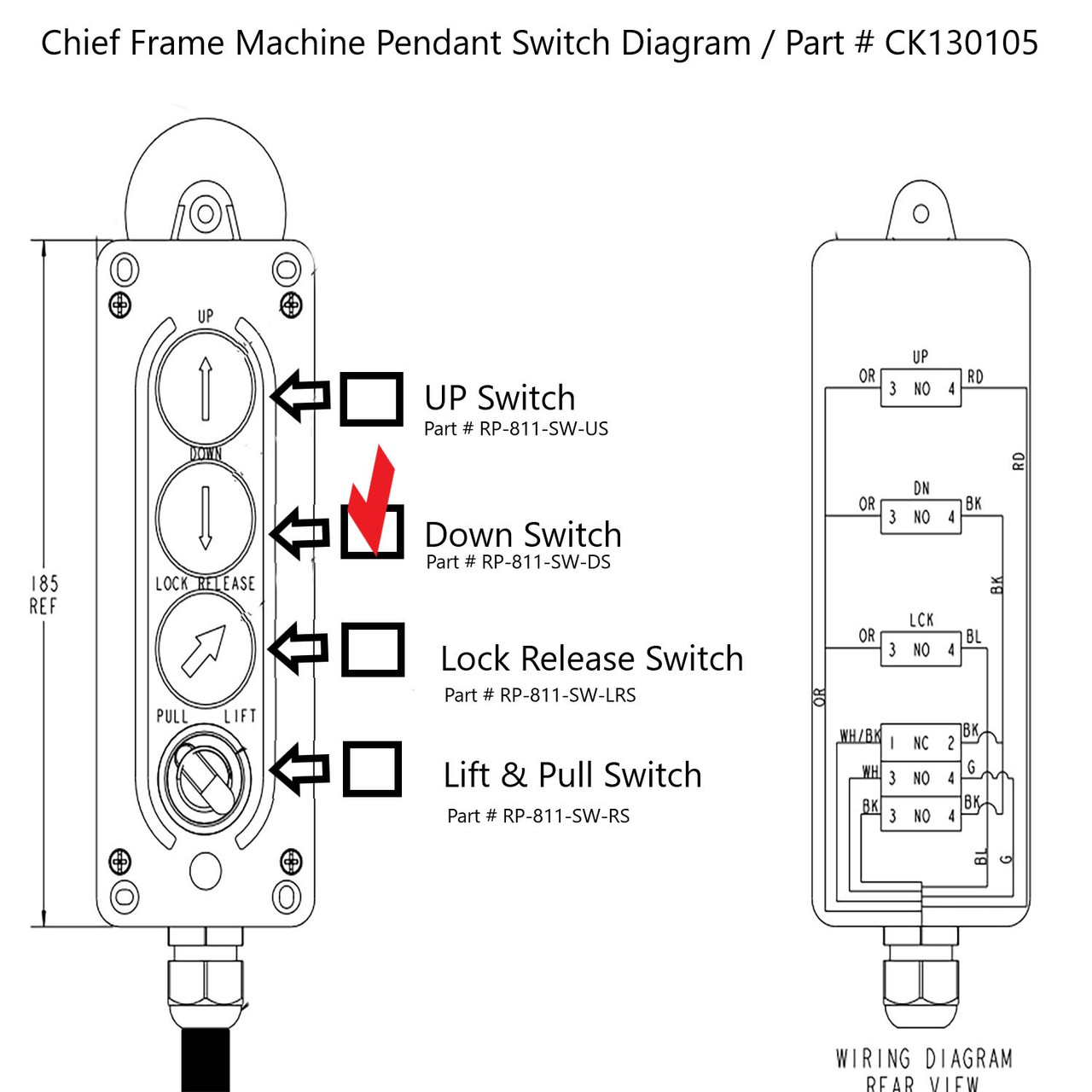 Chief  Frame Machine Pendant Switch - Down switch C