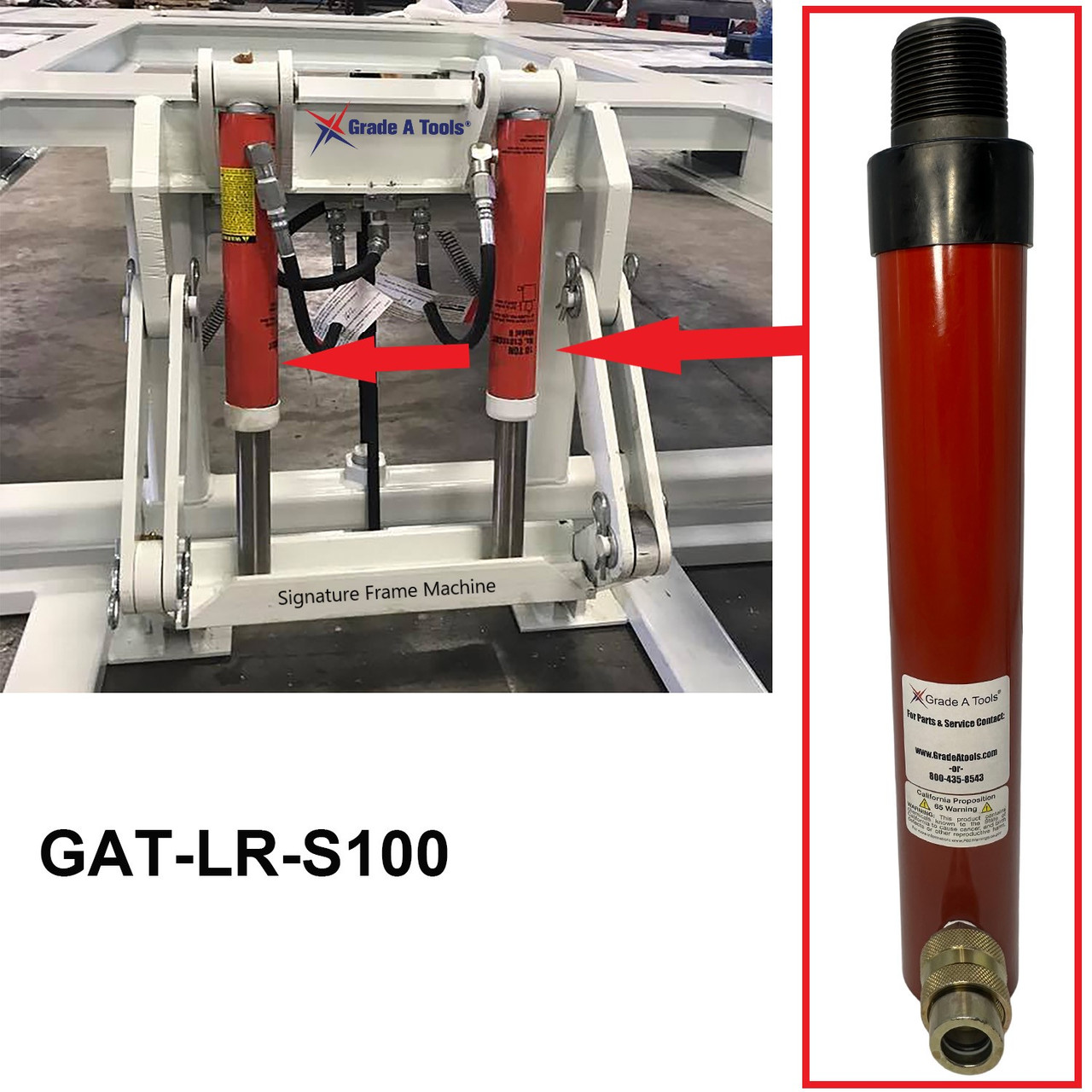 Signature Frame Machine Lift Ram 10" Stroke, 10 Ton Ram A4