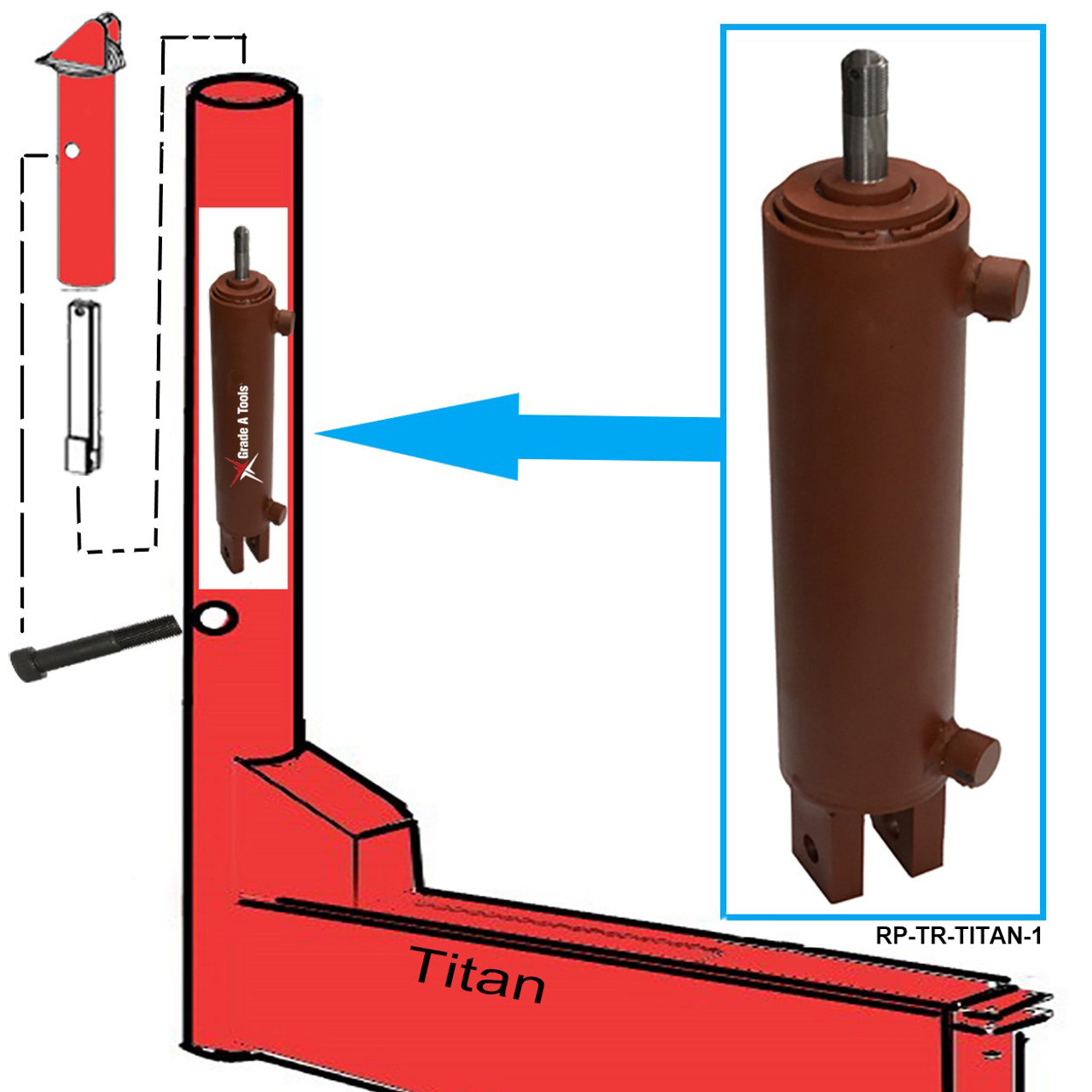 replacement Chief Titan Frame Machine Front Tower Ram Dual Acting Acting Hydraulics ram / Cylinder D