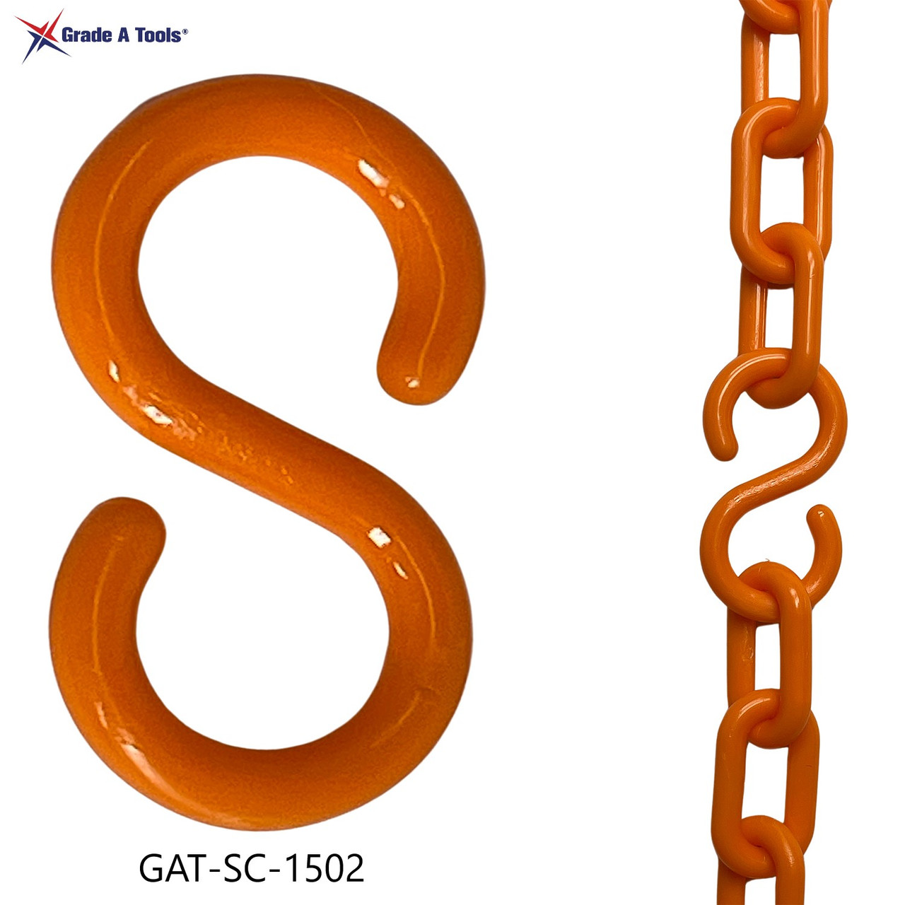 Plastic Safety Chain Orange S - Hook Orange  2-1/4" (56mm) D
