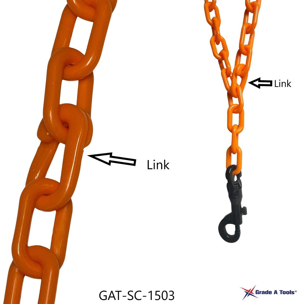Plastic Safety Chain Orange Repair  joining  Link connector  1-5/8" X 1/4" (41mm X 6mm) A