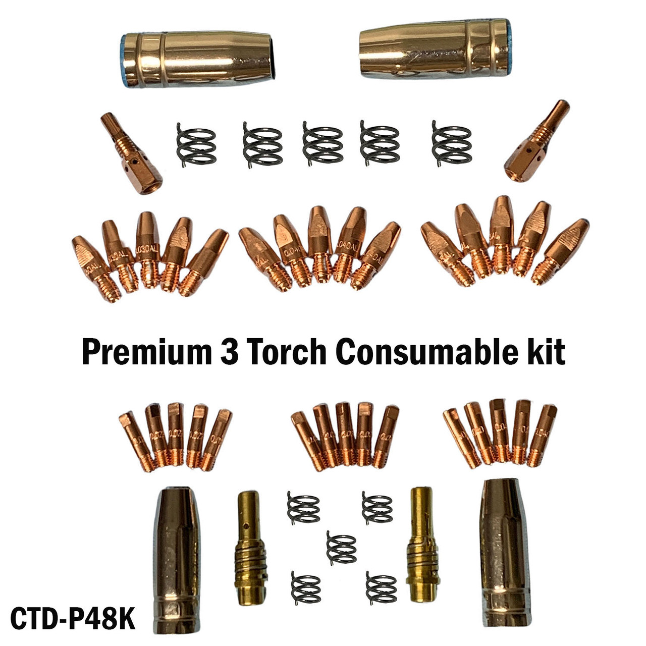 Premium 48 Piece MIG Torch Consumable Kit - Compatible w/ 3 Prospot Torches SA-0555 B
