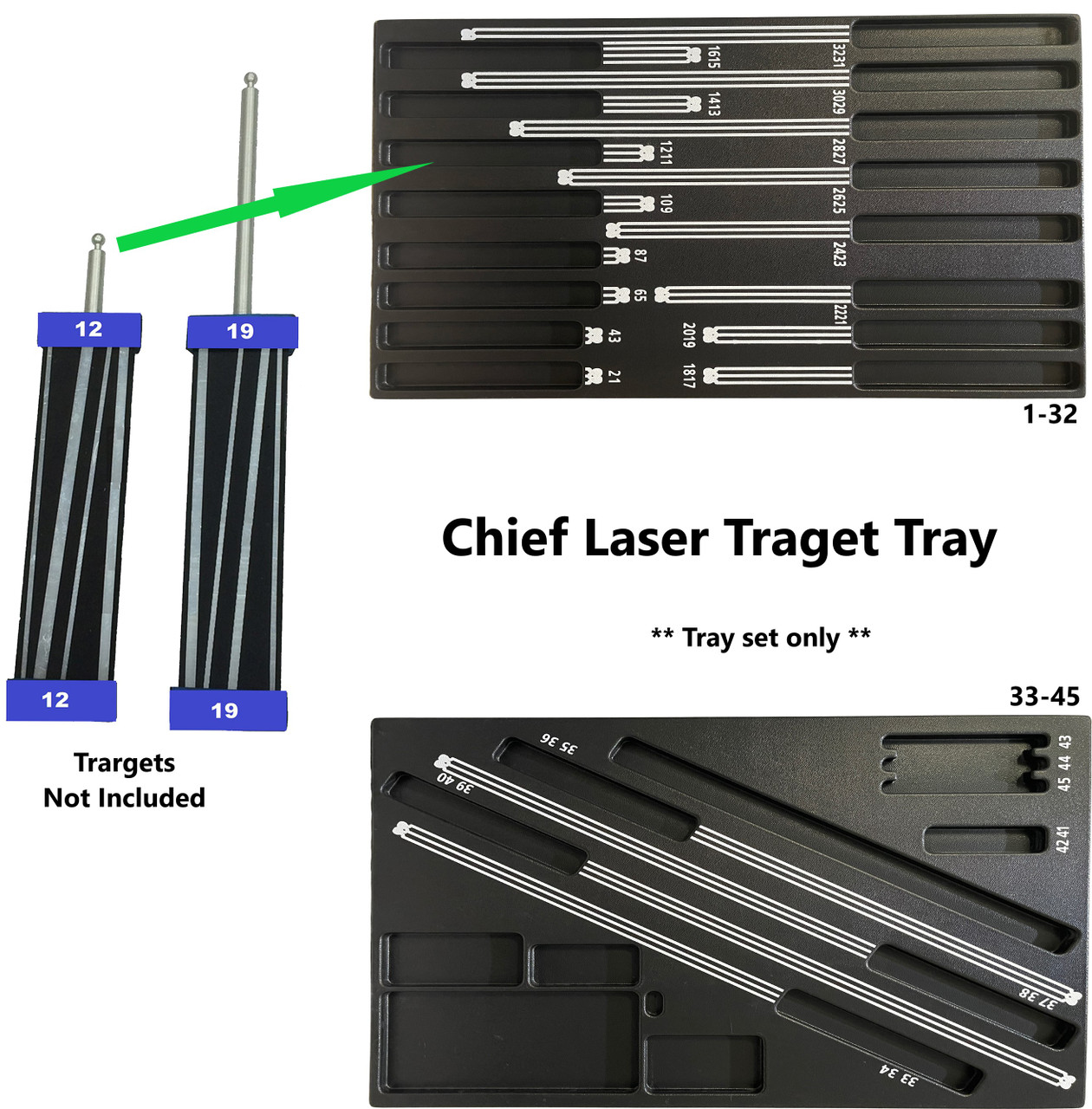 Laser Target Trays for chief frame measuring system (set) B