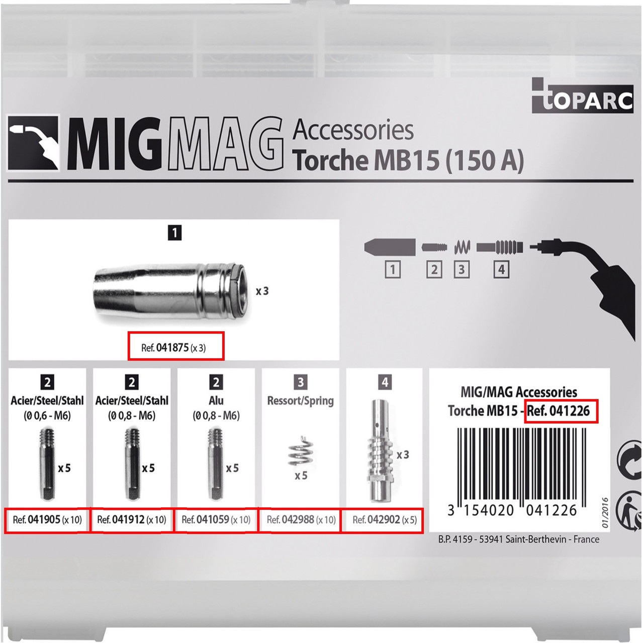 GYS 150 (A) Mig Welding Torch Consumable kit  041226 / 150 amp C