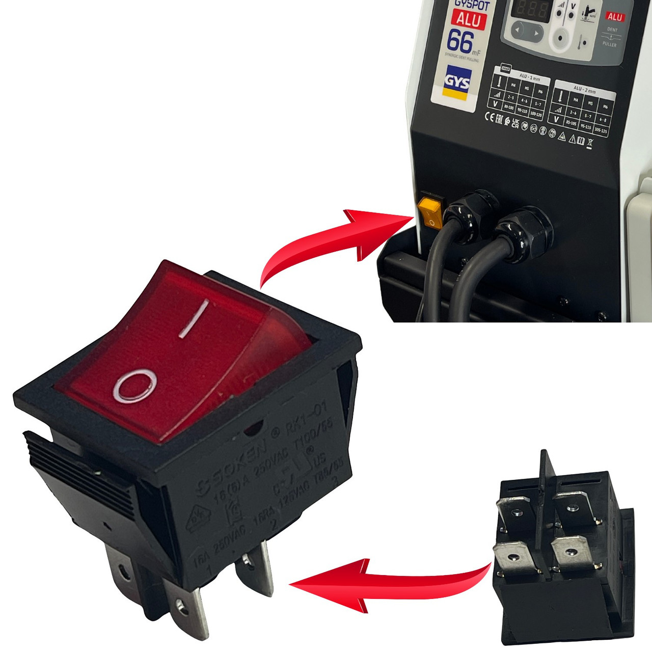 On & Off Switch for GYS ALU-66 and ARCPull 200 Aluminum Dent Puller B
