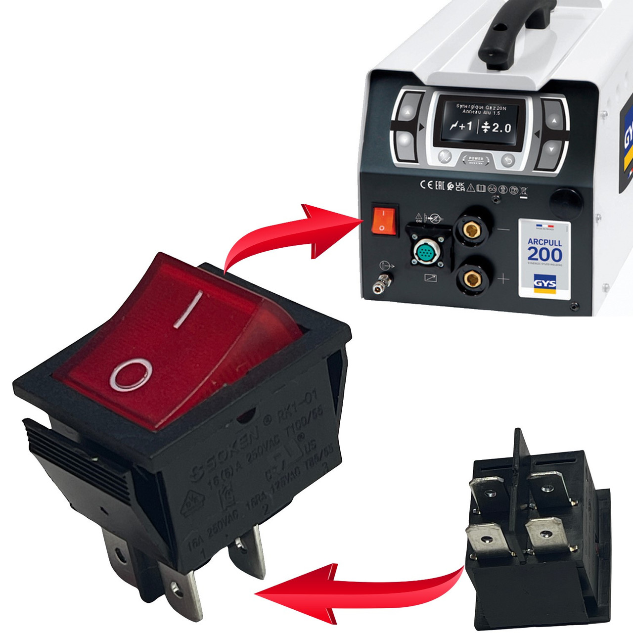 On & Off Switch for GYS ALU-66 and ARCPull 200 Aluminum Dent Puller C