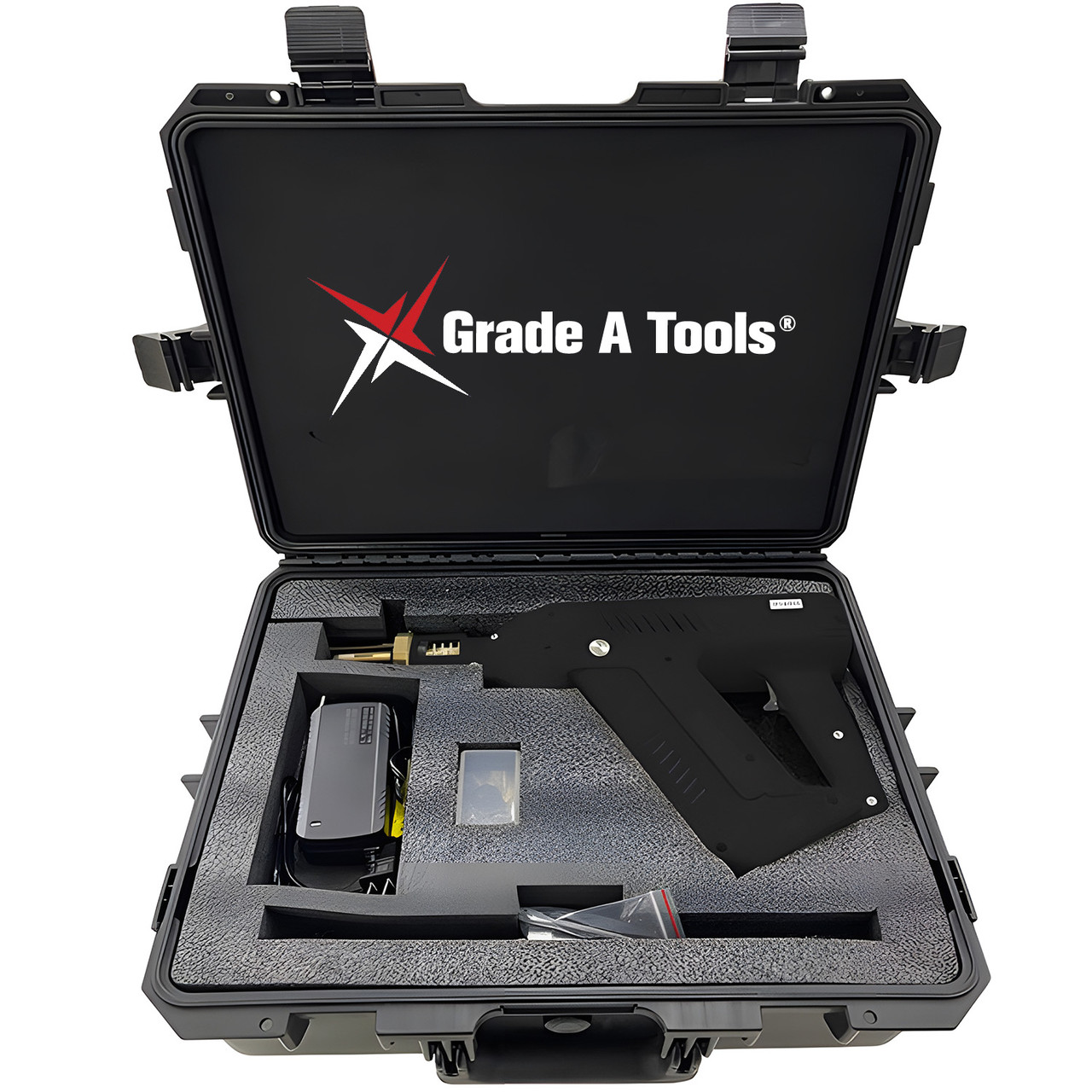 Martech Power Puller inside Case, showing accessories and the heavy duty blow mold case