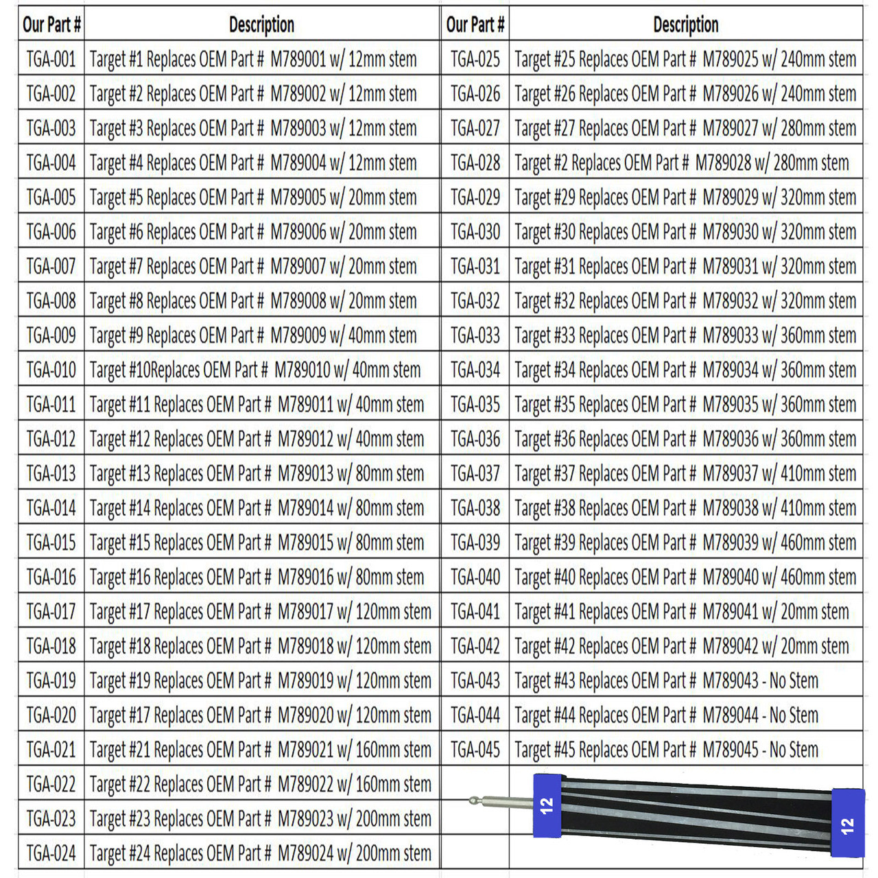 Replacement Chief Measuring System laser Target, Velocity, Meridian, portal, laser lock