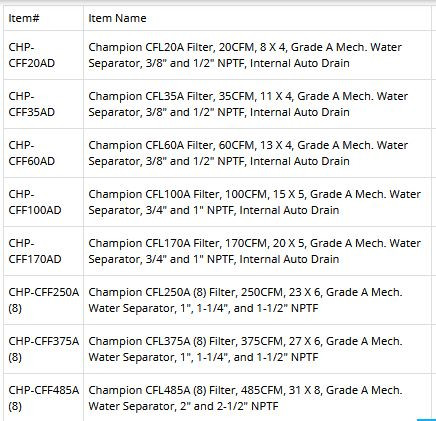 Champion Grade A Mechanical Water Separator