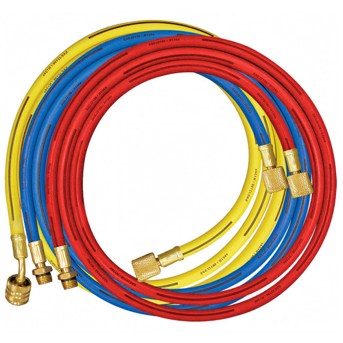 Red, Yellow and blue -ATD Tools 3678 R-134A 3 Pc. Charging Hose Set, 72 inches.