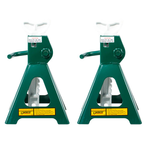 Green Floor jack stands made by Jackco model # 40030 3-ton, set of 2 - (Pair).