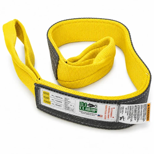 Mo-Clamp 6304 60-inch heavy-duty nylon sling with sewn loops and protective backing for collision repair.