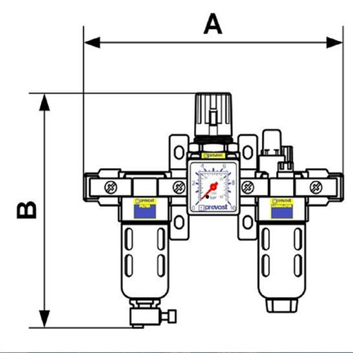Prevost TT PSM202 Filter Regulator Lubricator 3 Pc. Set 3/8" FNPT Prevost TT PSM202 Filter Regulator Lubricator 3 Pc. Set 3/8" FNPT