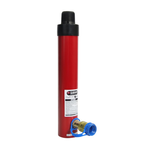 Zinko ZAR-1010T 10-Ton Threaded Ram – rugged single-acting cylinder with threaded ends built for heavy lifting, pushing, bending, and holding in automotive shops, truck service, agriculture, construction, and industrial applications.