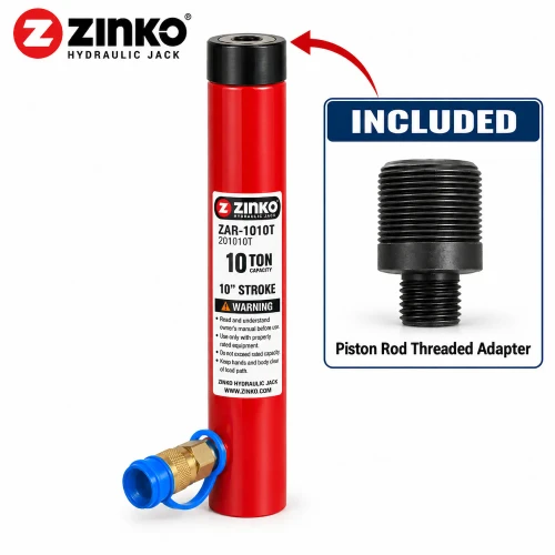 Zinko ZAR-1010T 10-ton 10-inch stroke threaded hydraulic cylinder.