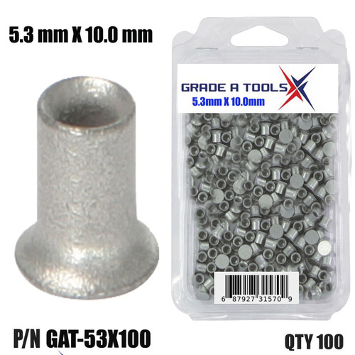 5.3mm x 10.0mm Aluminum Self Piercing Rivets, 100/Box 5.3mm x 10.0mm Aluminum Self Piercing Rivets, 100/Box