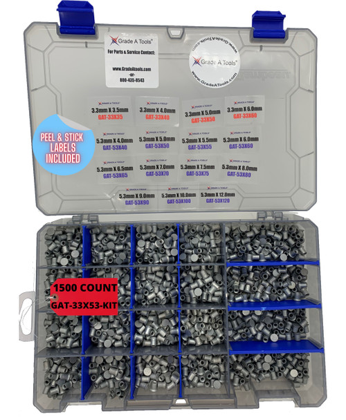 1,500 Piece self piercing rivet kit ,  15 Sizes X 100 Each