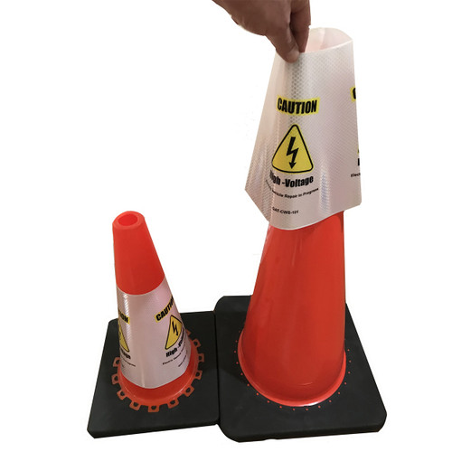 Electric Vehicle High Voltage Caution Sign - Cone Collar