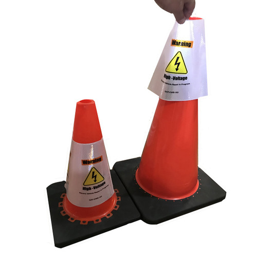 Electric Vehicle High Voltage Warning Sign - Cone Collar
