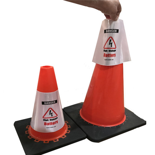 Electric Vehicle High Voltage Battery Sign - Cone Collar
