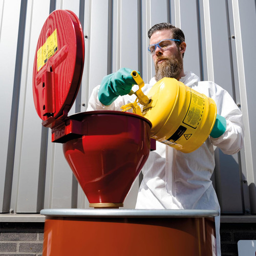 Large Steel Drum Funnel Flammables - Flame Arrester 08207 - Justrite B