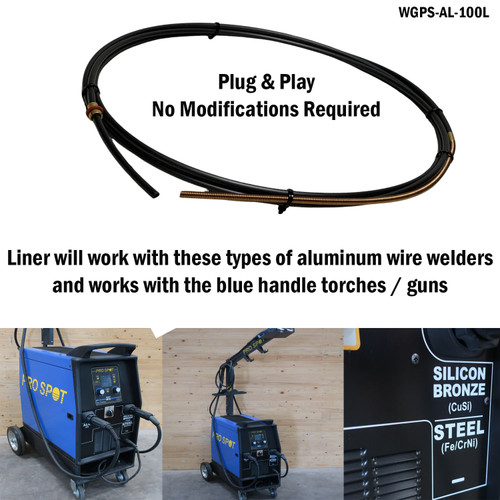 Blue Handle Aluminum MIG Welder Torch - Gun Liner - Works With Prospot welders E