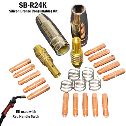 Silicon Bronze MIG Torch Consumable Kit - Compatible w/ Prospot Red Handle B