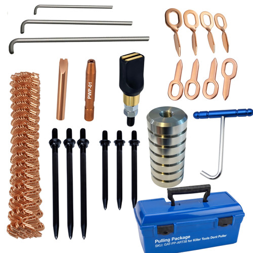 Dent Pulling Package is an all-inclusive starter kit compatible with the Killer Tools ART-38 (Original Shark) Dent Puller.