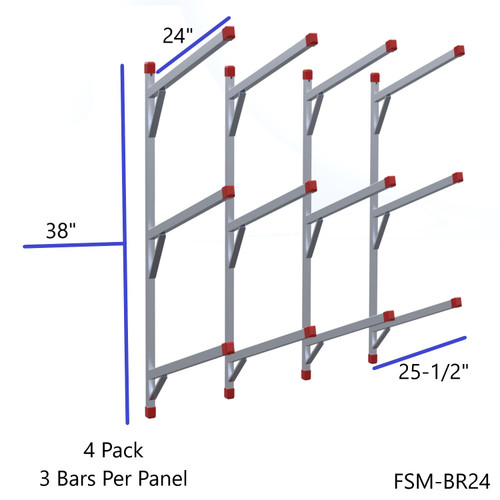 Bumper Rack - Extra Duty - Wall Mount - 24" Arms B