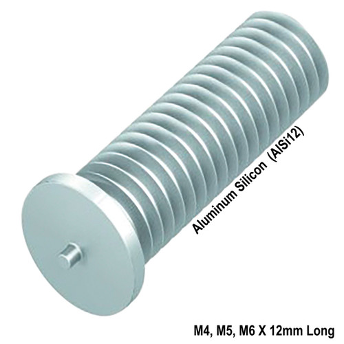 Alu-Silicon Aluminum Pulling Studs- M4, M5, M6 - 12mm (L) Aluminum Silicon - AlSi12 A