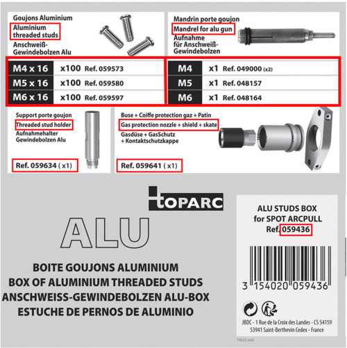 Box of Aluminum Studs for ARC Pull dent pulling system GYS-059436 C