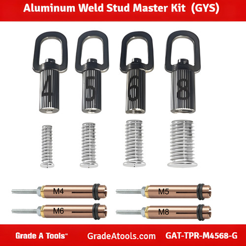 Grade A Tool Aluminum Dent Puller Weld Stud Master Kit - M4, M5, M6, M8