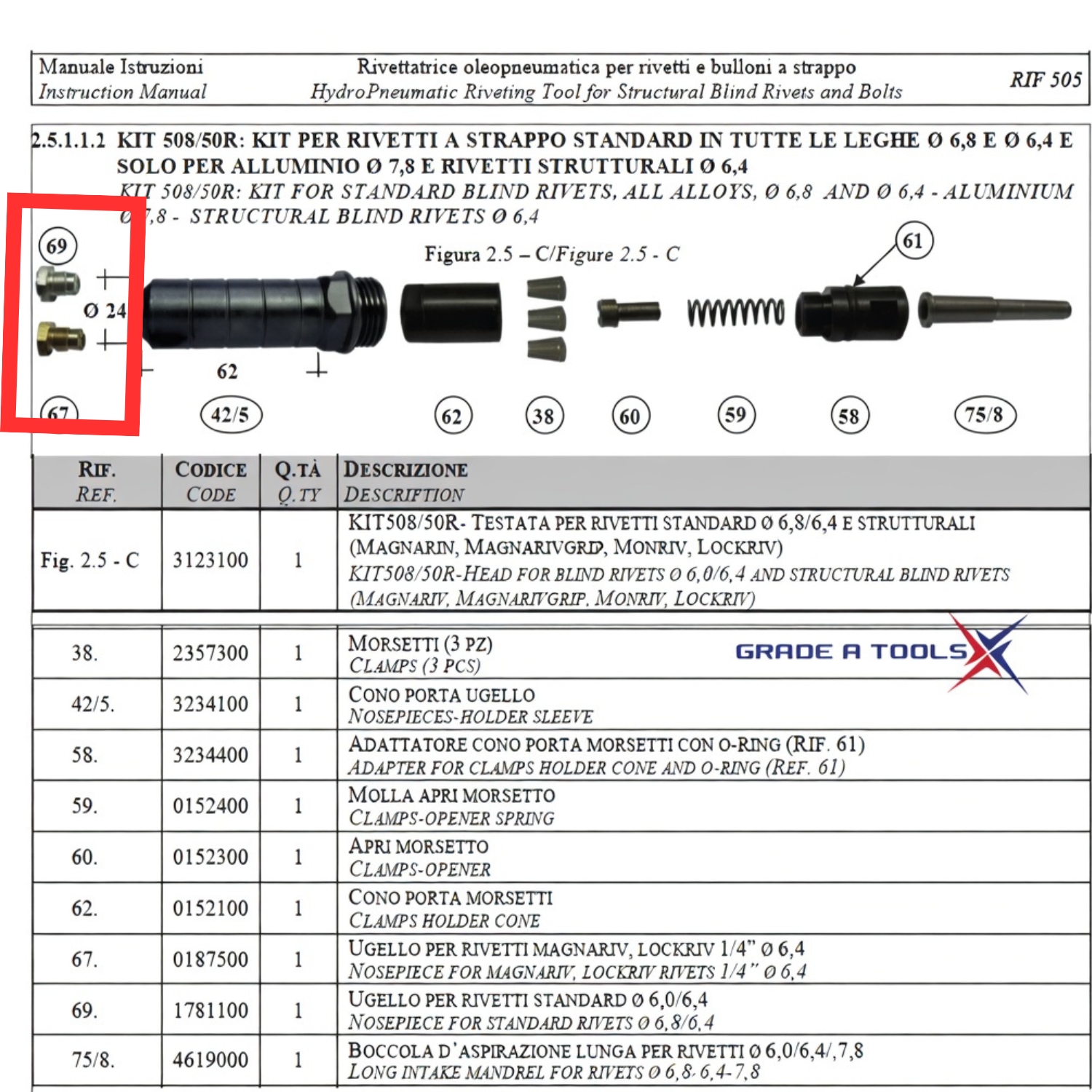Extended Nose Piece - Nozzle for RIV508-FGM - 1845600