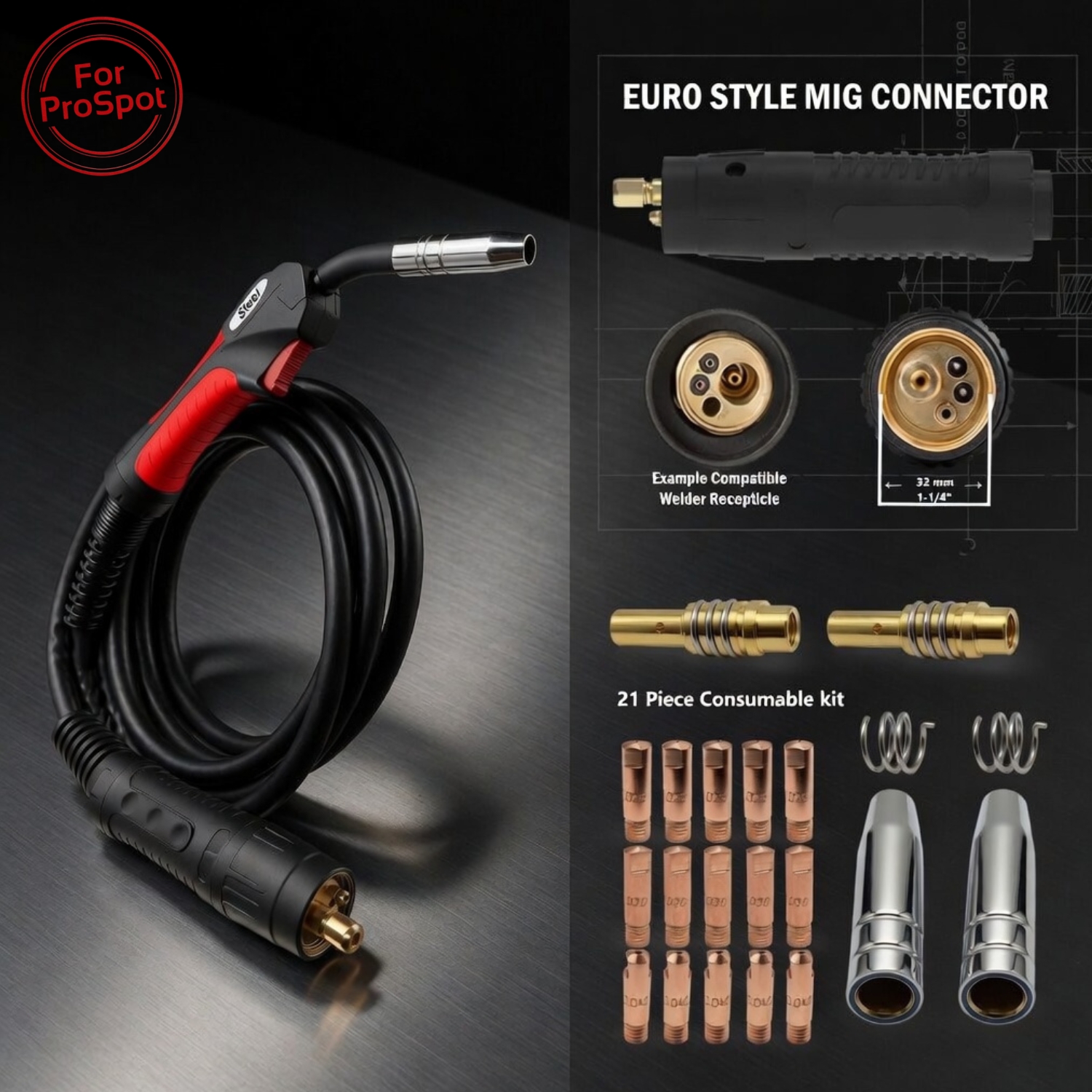 Silicon Bronze Red Handle MIG Gun-Torch Assembly for Prospot