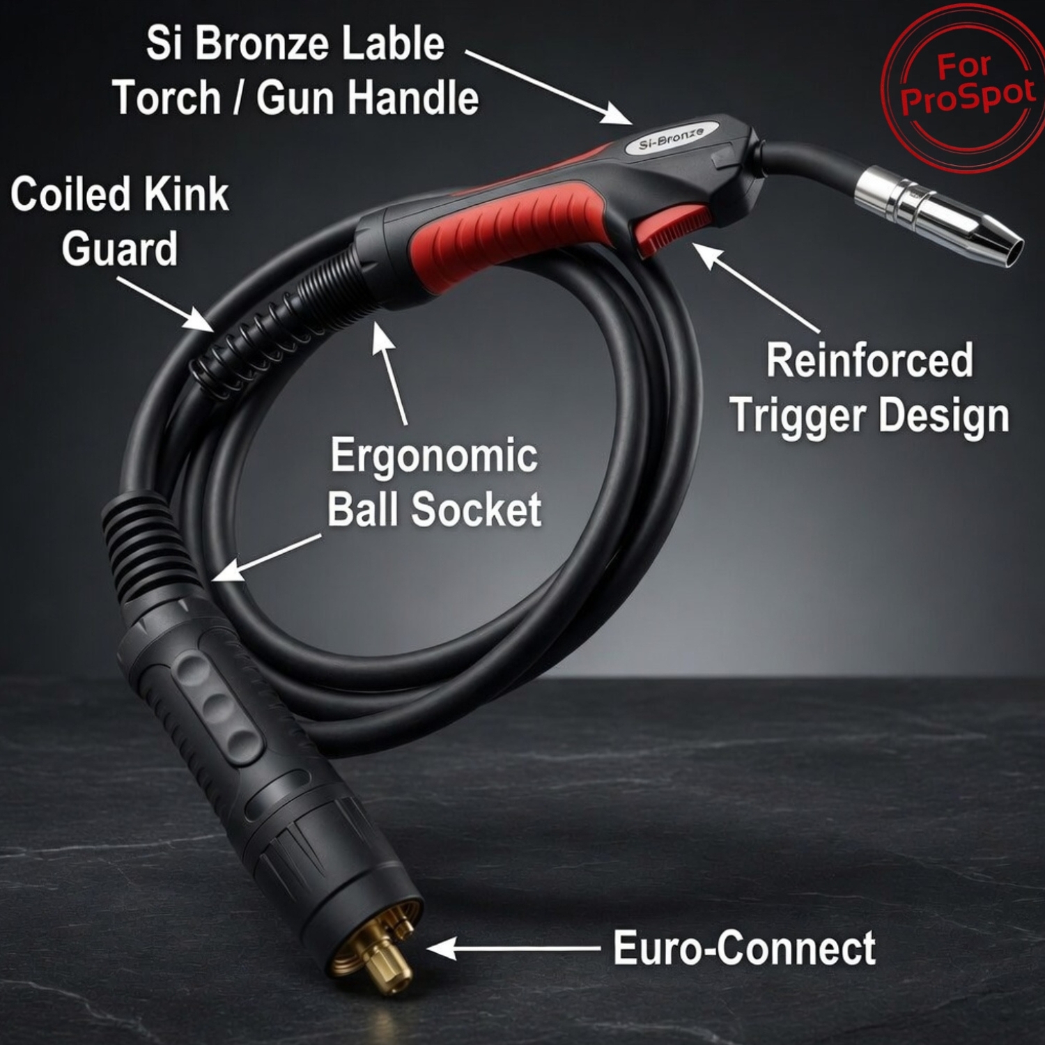 Silicon Bronze Red Handle MIG Gun-Torch Assembly for Prospot