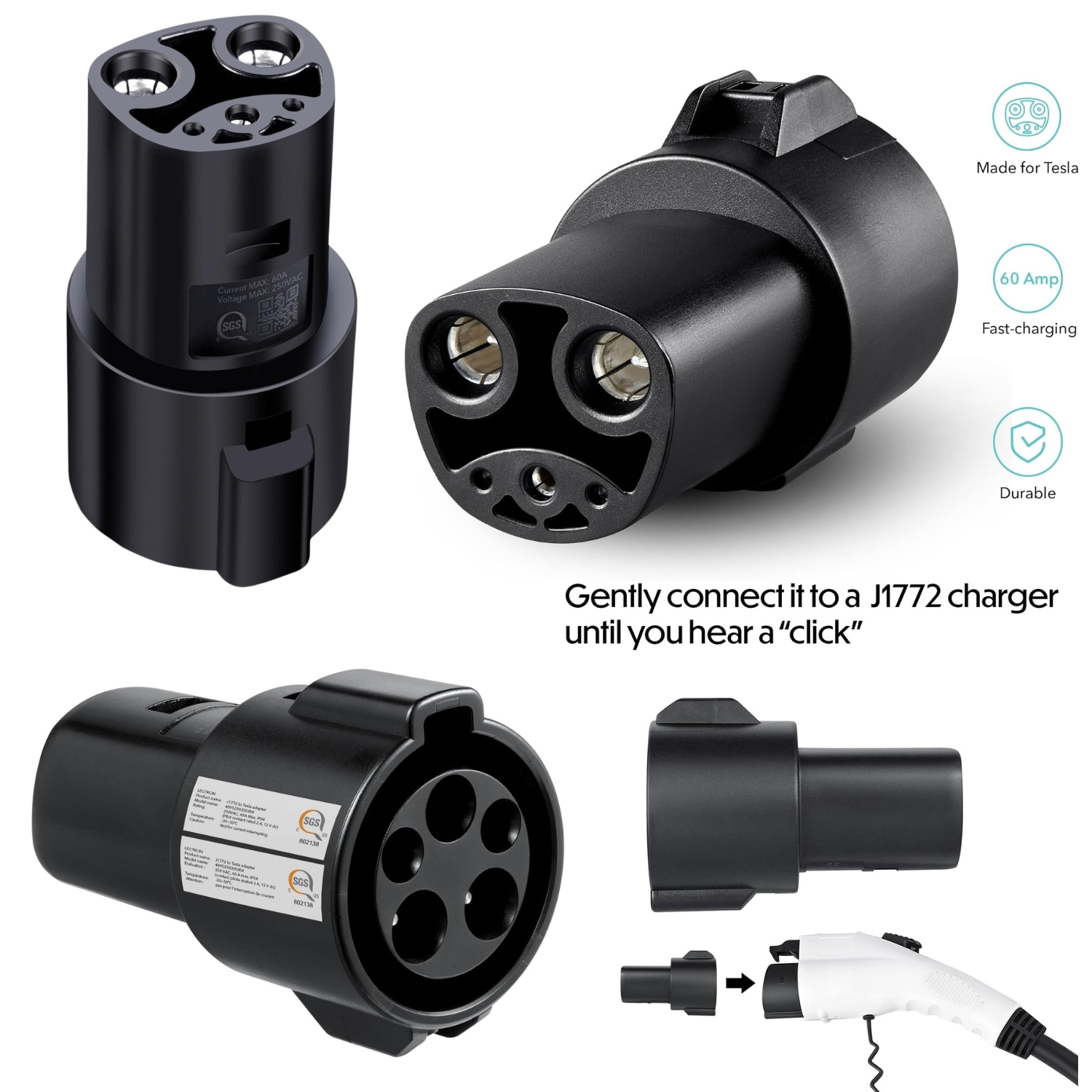NACS Adapter -J1772 to Tesla Compatible with Tesla Model S/3/X/Y