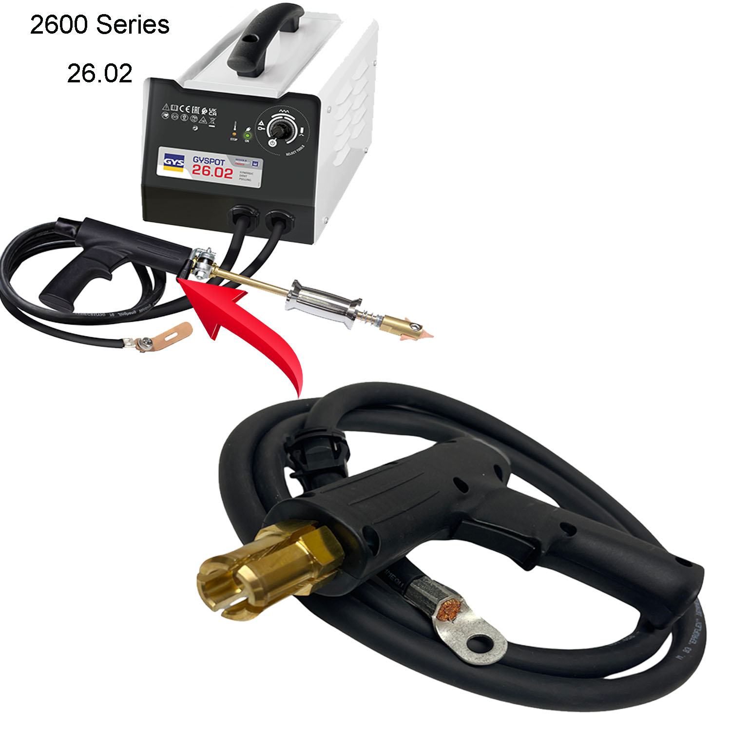 GYSPOT 26.02 Dent Puller weld Gun W/ Cable - Bolt Lug