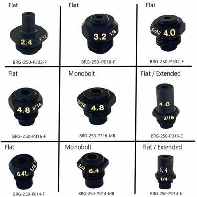 Nozzles & Nosepieces for BRG-250 rivet gun.