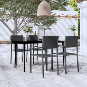 5 Piece Patio Dining Set Black A949-3099277