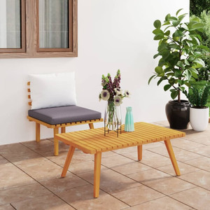 2 Piece Patio Lounge Set with Cushions Solid Acacia Wood A949-316267